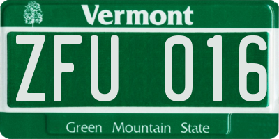 VT license plate ZFU016