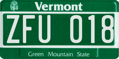 VT license plate ZFU018