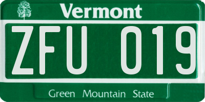 VT license plate ZFU019