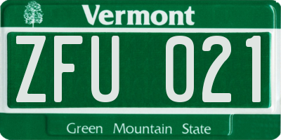 VT license plate ZFU021