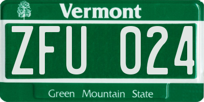 VT license plate ZFU024