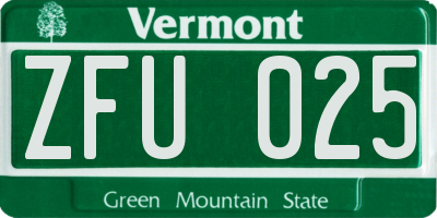 VT license plate ZFU025