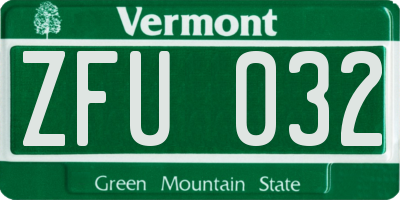 VT license plate ZFU032