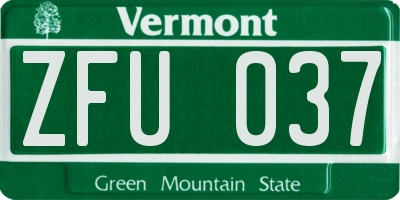 VT license plate ZFU037
