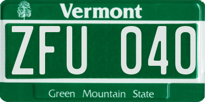 VT license plate ZFU040