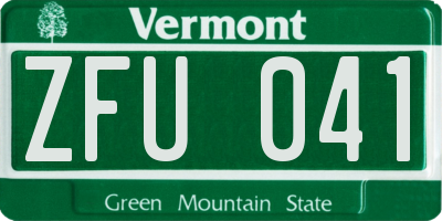 VT license plate ZFU041