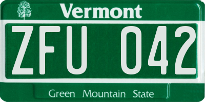 VT license plate ZFU042