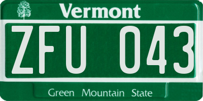 VT license plate ZFU043