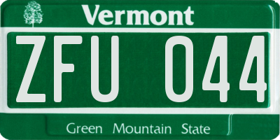 VT license plate ZFU044