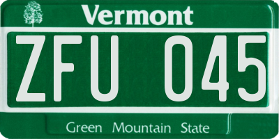 VT license plate ZFU045