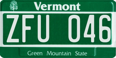 VT license plate ZFU046
