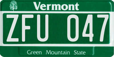 VT license plate ZFU047