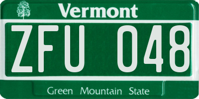 VT license plate ZFU048