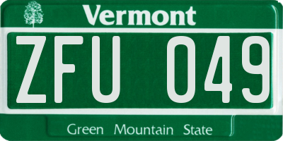VT license plate ZFU049