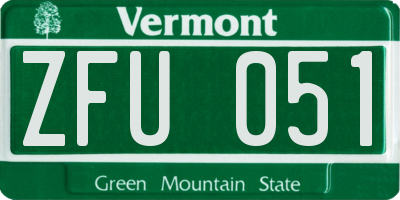 VT license plate ZFU051