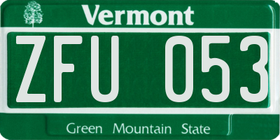 VT license plate ZFU053