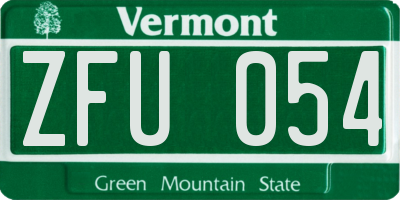VT license plate ZFU054