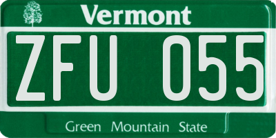 VT license plate ZFU055