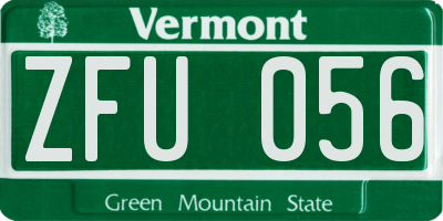 VT license plate ZFU056