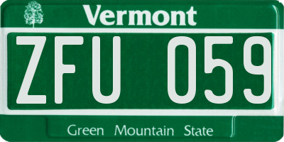 VT license plate ZFU059