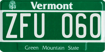 VT license plate ZFU060