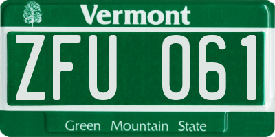 VT license plate ZFU061