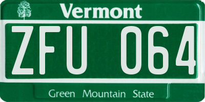 VT license plate ZFU064