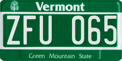 VT license plate ZFU065