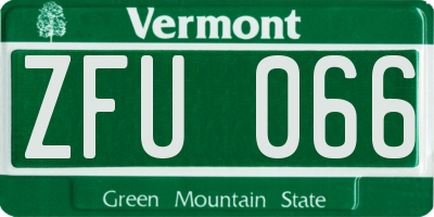 VT license plate ZFU066