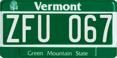 VT license plate ZFU067