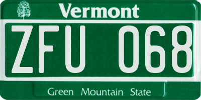 VT license plate ZFU068