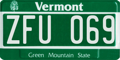 VT license plate ZFU069