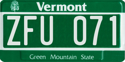 VT license plate ZFU071