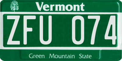 VT license plate ZFU074