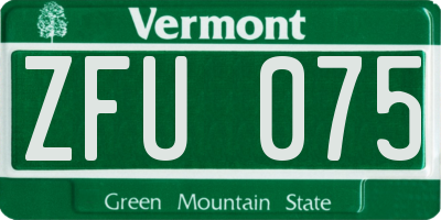 VT license plate ZFU075
