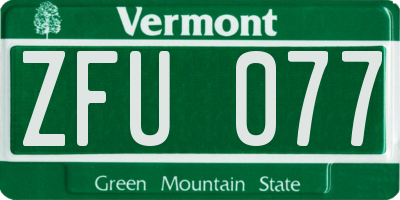 VT license plate ZFU077