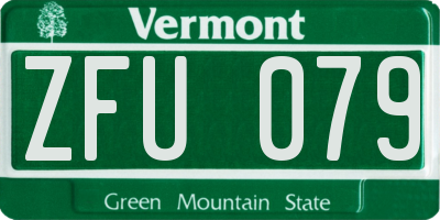 VT license plate ZFU079