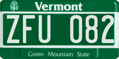 VT license plate ZFU082