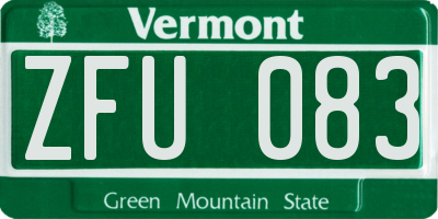VT license plate ZFU083