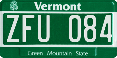 VT license plate ZFU084