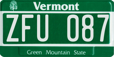 VT license plate ZFU087