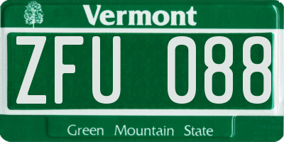 VT license plate ZFU088
