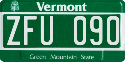 VT license plate ZFU090