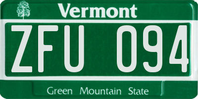 VT license plate ZFU094