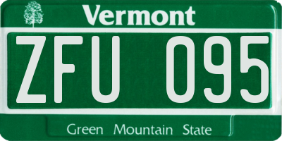 VT license plate ZFU095