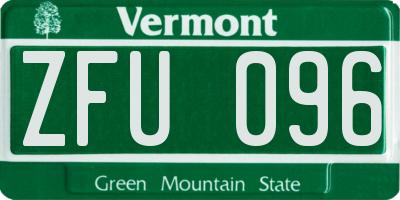 VT license plate ZFU096