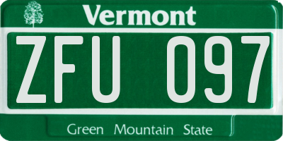 VT license plate ZFU097