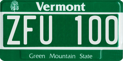 VT license plate ZFU100