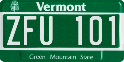 VT license plate ZFU101