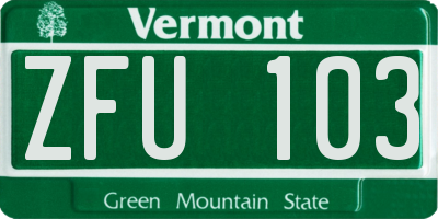 VT license plate ZFU103